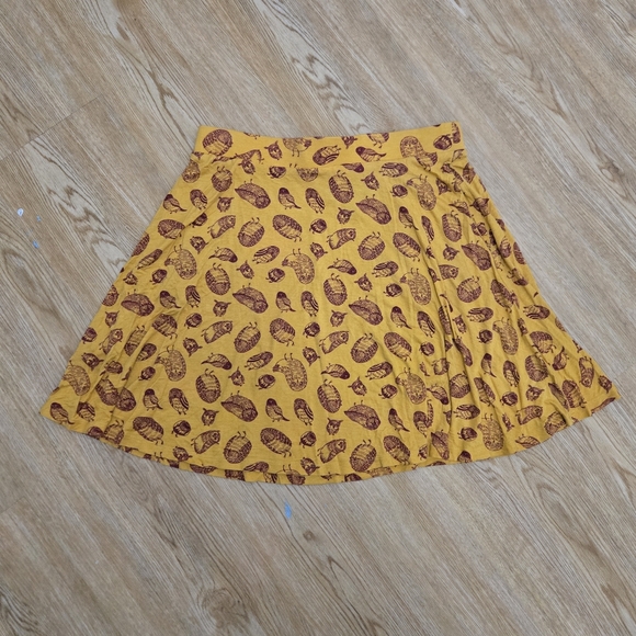 Modcloth Dresses & Skirts - Modcloth Yellow Owl Pattern Skater Skirt